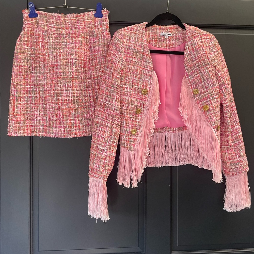 Fashion Nova Pink Tweed Ensemble